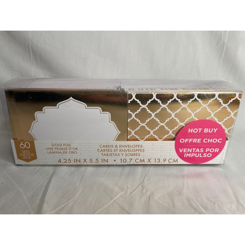 Craft Smith Celebra Gold Foil Blank Note Cards and Envelopes 60 Count MCM0280